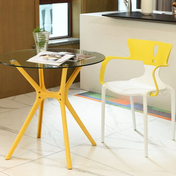 Contemporary Scandinavian PP Square Exclamation Mark Dining Chair Backrest Armrest For Dining Room - Image 15