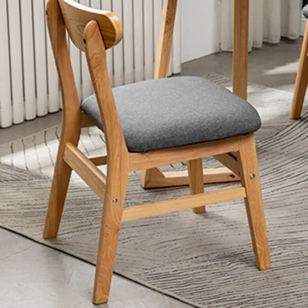 Contemporary Retro Square Linen Upholstered Wood Frame Dining Chair Backrest For Dining Room - Image 10