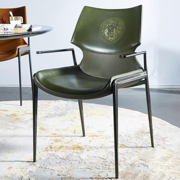 Contemporary Luxury Leather Metal Tapered Legs Dining Chair Backrest For Living Room - Image 15