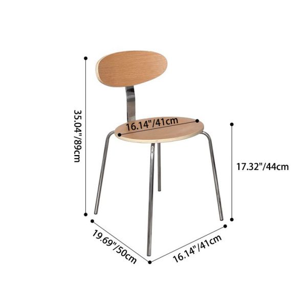 Contemporary Nordic Wood Stainless Steel Round Dining Chair Backrest For Dining Room - Image 4