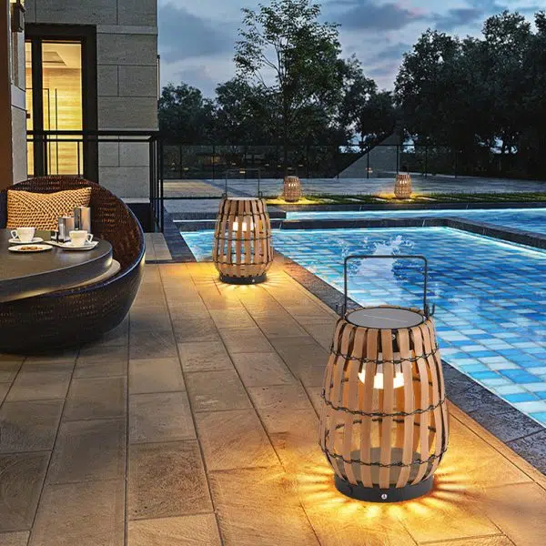 Contemporary Creative Waterproof Solar Cylinder Woven Rattan Iron LED Landscape Lighting Outdoor Light For Garden - Image 14