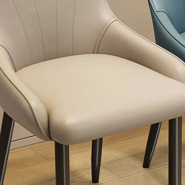 Contemporary Scandinavian Leather Carbon Steel Sponge Latex Square Dining Chair Backrest For Dining Room - Image 8