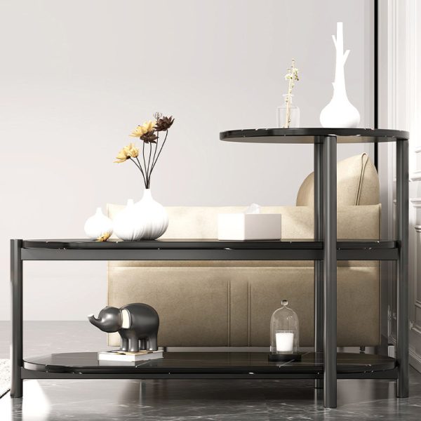 Contemporary Luxury Oval Iron Density Board End Table 3-Tier For Living Room - Image 7