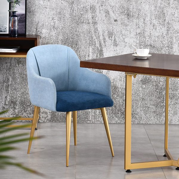 Contemporary Nordic Curve Fabric Upholstered Dining Chair Backrest Armrest For Dining Room - Image 10