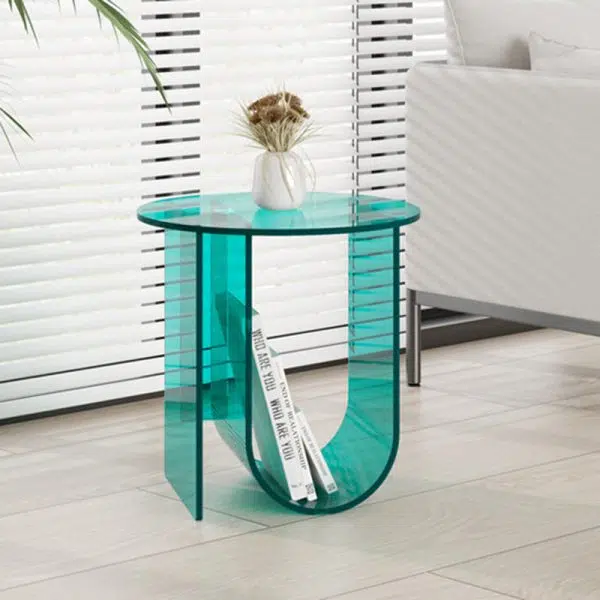 Contemporary Nordic Curved Acrylic End Table Storage For Living Room - Image 12
