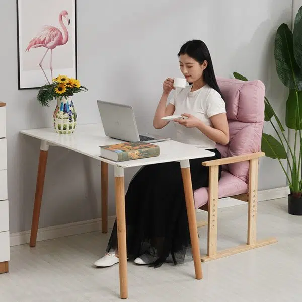 Contemporary Nordic Rectangular Fabric Wood Accent Chair Backrest Armrest For Living Room - Image 19