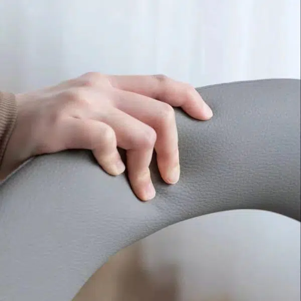 Contemporary Scandinavian Curved Leather Metal Tapered Legs Dining Chair Backrest For Dining Room - Image 8