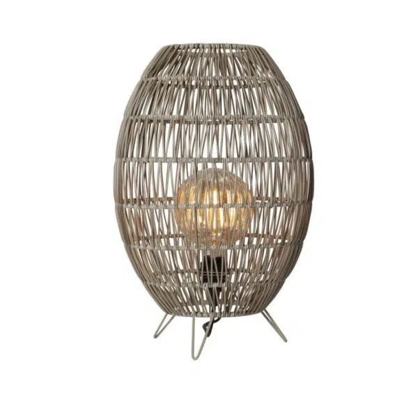Modern Japanese Rattan Weaving Round Shaped Outdoor Waterproof Patio 1-Light Floor Lamp - Image 5