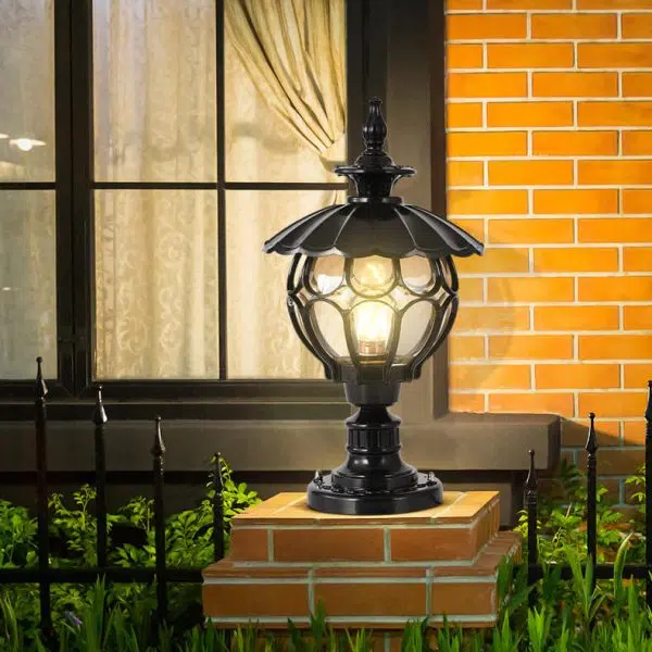 Outdoor European Round Column Head Light 1-Light Waterproof Garden Landscape Light - Image 2