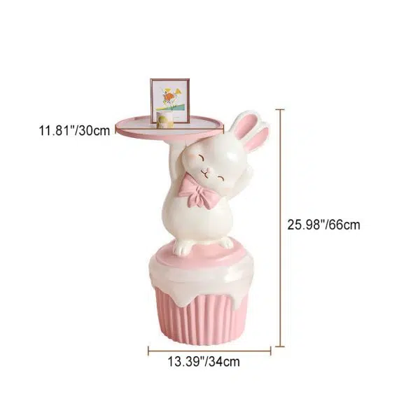 Contemporary Creative Cartoon Rabbit Resin Side Table 1-Tray For Living Room - Image 5