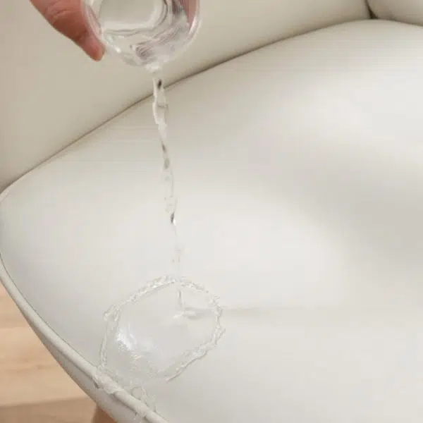 Contemporary Nordic Square Fabric Upholstered Solid Wood Legs Vanity Stool Backrest Armrest For Bedroom - Image 6