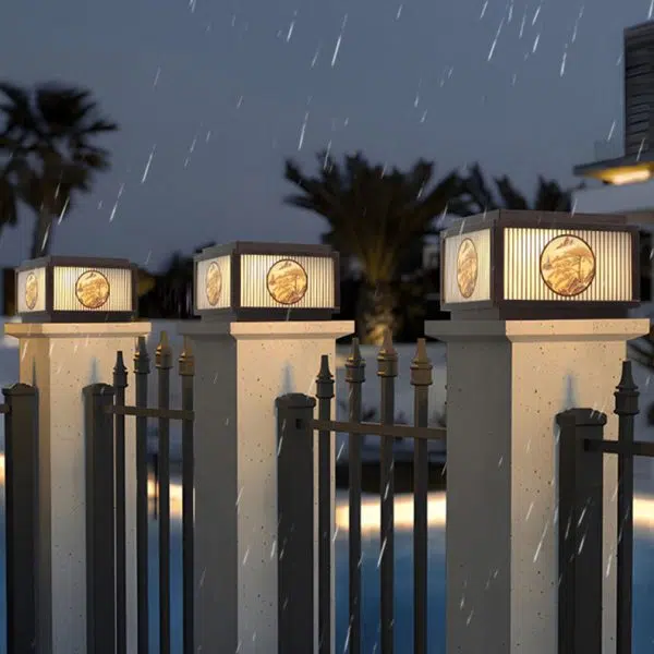 Modern Minimalist Solar Waterproof Square Aluminum Glass LED Post Head Light For Garden - Image 26