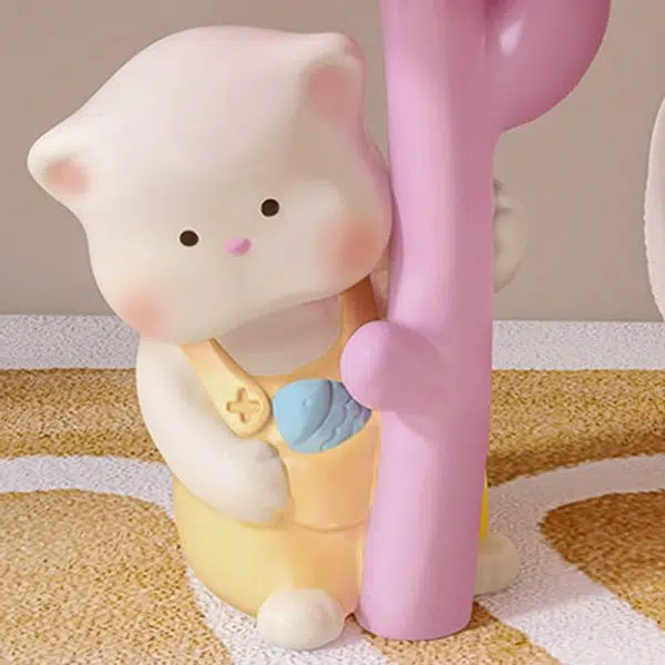 Contemporary Creative Kids Cat Flower Resin End Table 1-Tray For Bedroom - Image 6