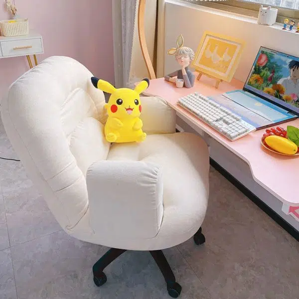 Contemporary Scandinavian Curved Square Cotton Linen Nylon Desk Chair Backrest Arm For Home Office - Image 2