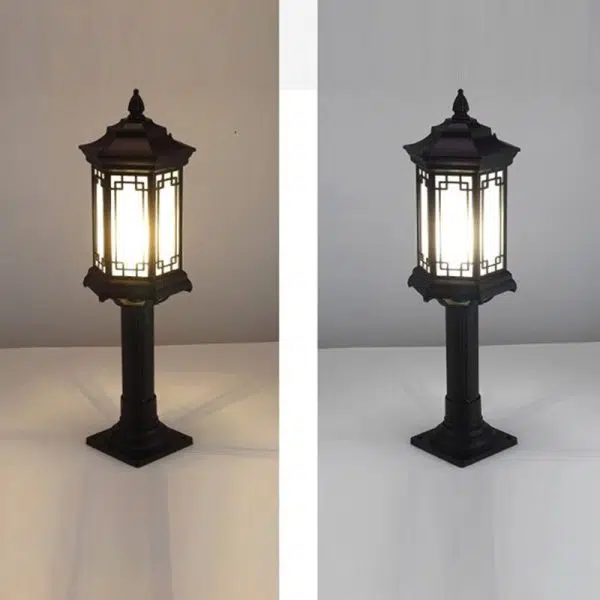 Traditional Chinese Waterproof Solar Aluminum Glass Cylinder LED Landscape Lighting Outdoor Light For Garden - Image 12