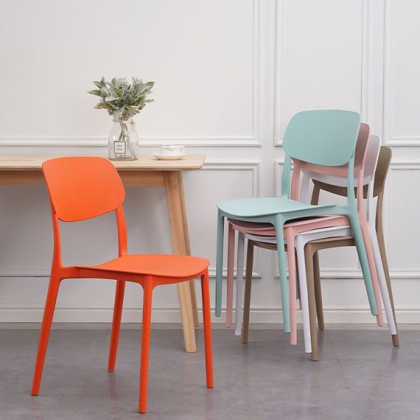 Contemporary Nordic Macaron Plastic Square Stackable Dining Chair Open Back For Dining Room - Image 20