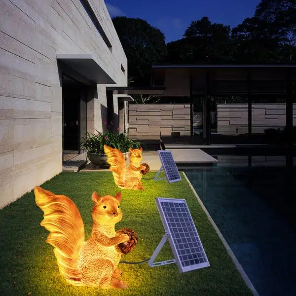 Contemporary Creative Solar Animal Rabbit Squirrel Resin Fiberglass LED Outdoor Landscape Light For Garden - Image 15