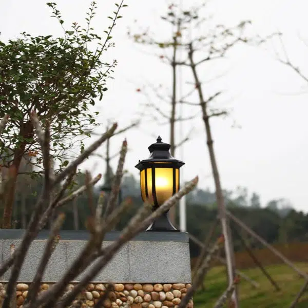 European Vintage Glass Aluminum Cage 1-Light Outdoor Waterproof Landscape Light - Image 19