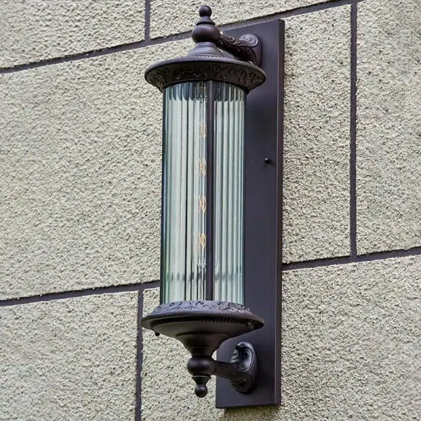 Contemporary Retro Waterproof Aluminum Glass Cylinder 1-Light Wall Sconce Lamp For Garden - Image 11