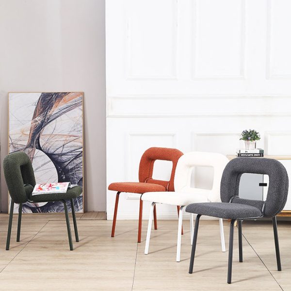 Contemporary Scandinavian Lambswool Donut Design Dining Chair Backrest For Dining Room - Image 10