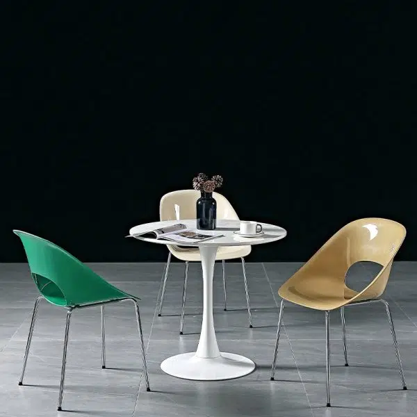 Contemporary Creative Square Hollow Out Backrest PP Metal Dining Chair For Dining Room - Image 10