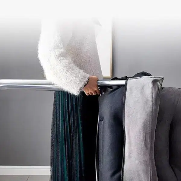 Modern Minimalist Square Back Cotton Stainless Steel Accent Chair Backrest Armrest For Living Room - Image 7