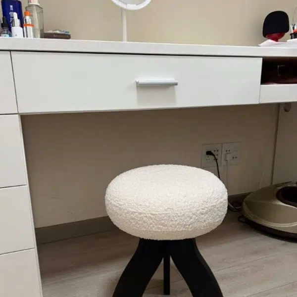 Contemporary Creative Round Lambswool Velvet Footstool Armless Backless For Entryways - Image 10