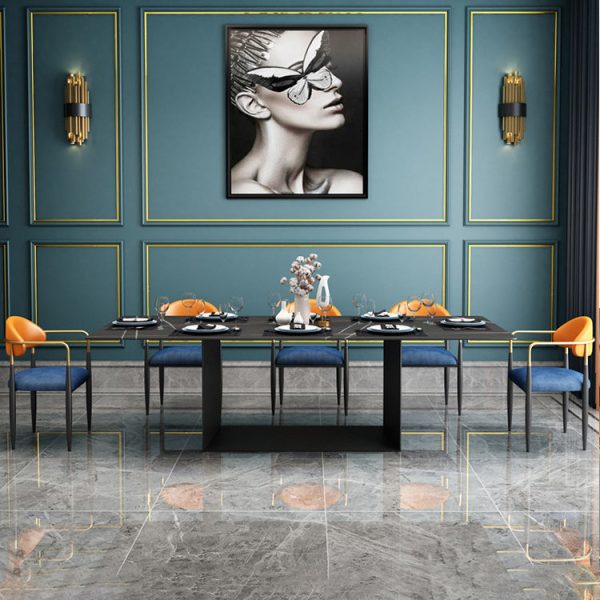 Contemporary Nordic Square Half Round Velvet Leather Iron Dining Chair Backrest Armrest For Dining Room - Image 12