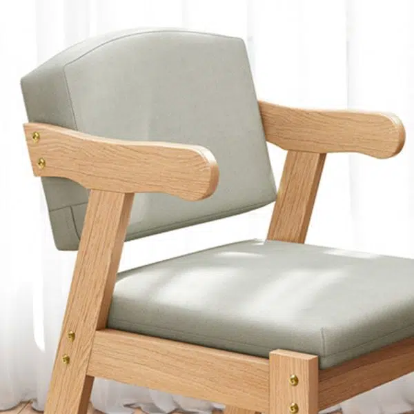 Contemporary Nordic Square Wood Fabric Chair Backrest Armrest For Living Room - Image 7