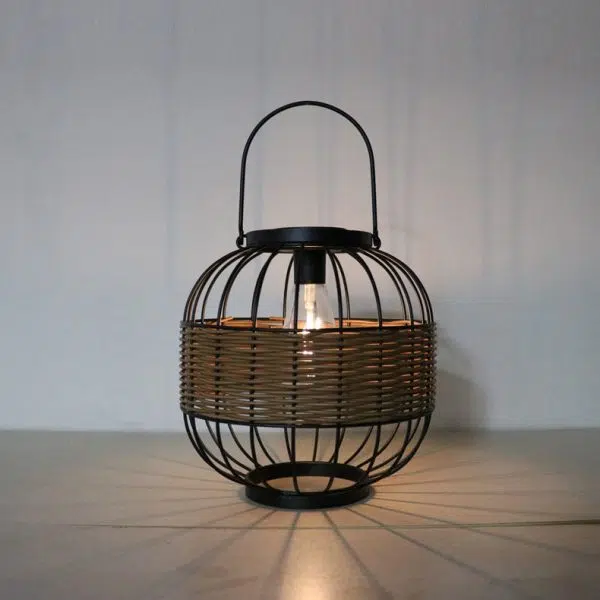 Traditional Vintage Rattan Iron Ball 1-Light Outdoor Light For Garden - Image 2