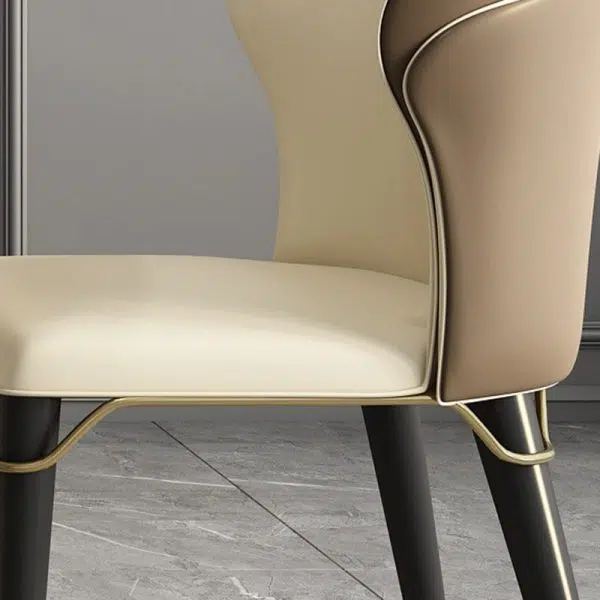 Contemporary Luxury Leather Wood Legs Stainless Steel Decor Dining Chair Backrest For Dining Room - Image 6