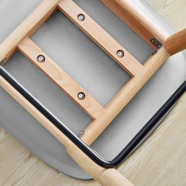 Contemporary Nordic Square Wood Metal PP Bar Stool Backrest Footrest For Dining Room - Image 5