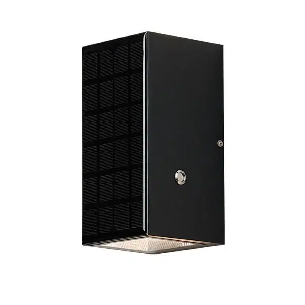 Modern Solar Black Rectangular Die-Cast Aluminum Solar LED Outdoor Wall Light - Image 3