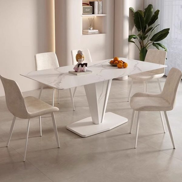 Contemporary Scandinavian Leather Carbon Steel Sponge Square Curved Dinining Chair Backrest For Dining Room - Image 15