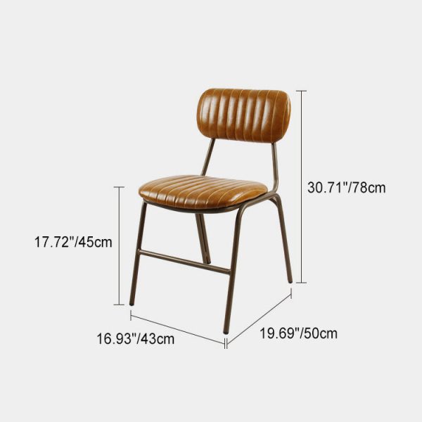 Contemporary Industrial Leather Iron Square Elliptical Stripe Dining Chair Backrest Footrest For Dining Room - Image 7