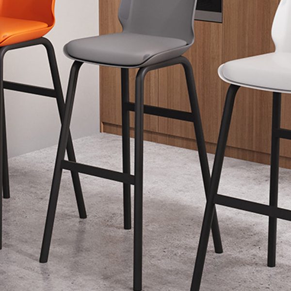 Contemporary Nordic Square Leather Upholstered Iron Bar Stool Plastic Backrest Footrest For Dining Room - Image 6