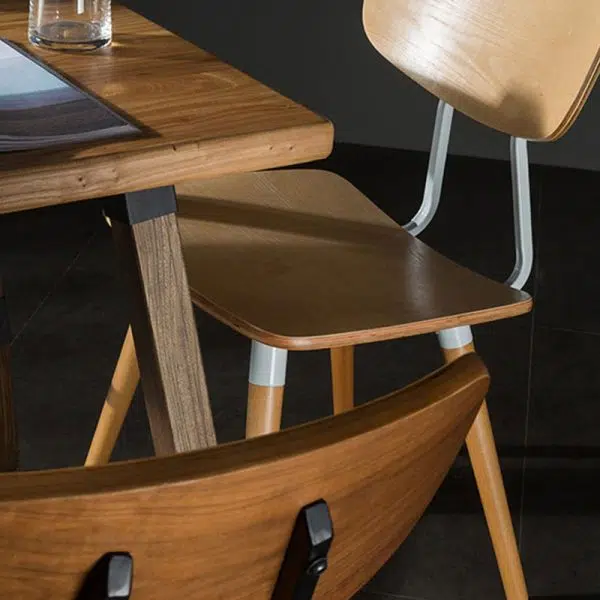 Contemporary Scandinavian Square Wood Iron Chair Backrest Armless For Living Room - Image 8