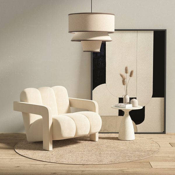 Contemporary Scandinavian Velvet Lambswool Wood Sponge Single Sofa Backrest Armrest For Living Room - Image 13