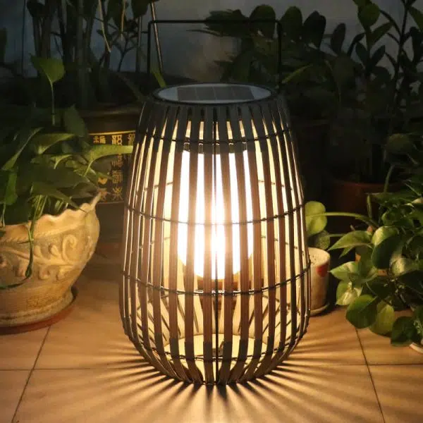 Modern Rustic Rattan Weaving Portable Outdoor Waterproof Solar LED Lawn Landscape Light - Image 12