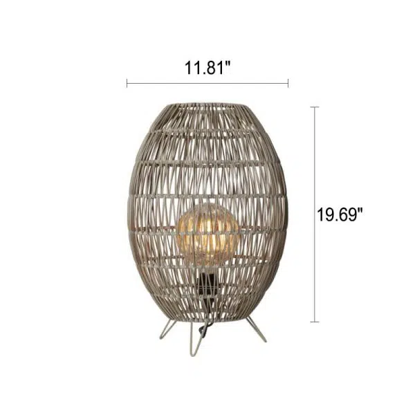 Modern Japanese Rattan Weaving Round Shaped Outdoor Waterproof Patio 1-Light Floor Lamp - Image 6