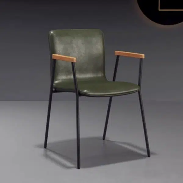 Contemporary Luxury Square Faux Leather Upholstered Dining Chair Backrest Armrest For Dining Room - Image 12