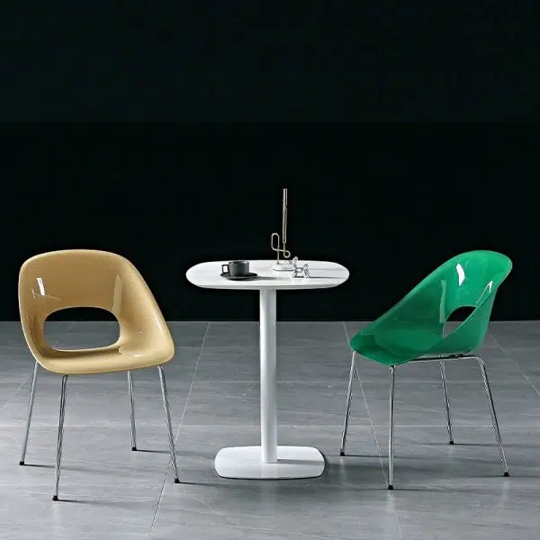 Contemporary Creative Square Hollow Out Backrest PP Metal Dining Chair For Dining Room - Image 13