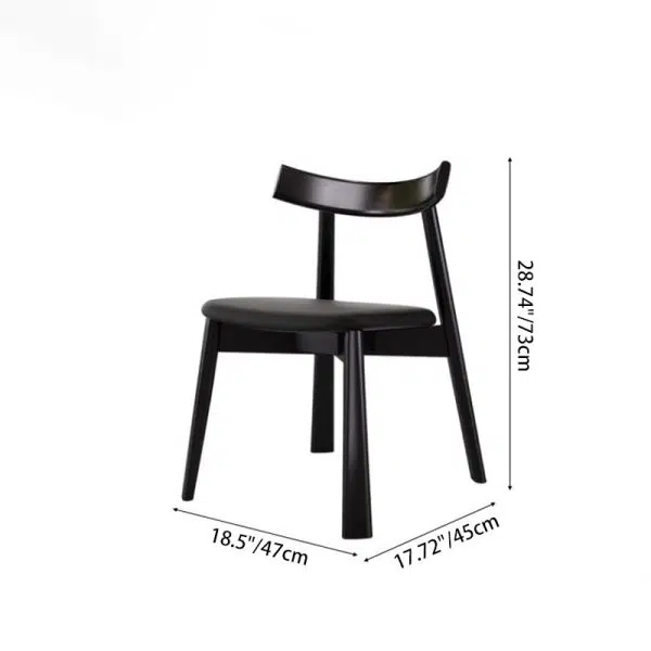 Contemporary Nordic Square Upholstered Curved Leather Wood Dining Chair Backrest For Dining Room - Image 4
