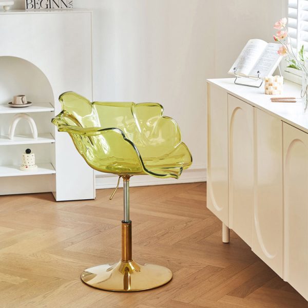 Contemporary Creative Petal Shape Acrylic Liftable Dining Chair Backrest Armrest For Dining Room - Image 11