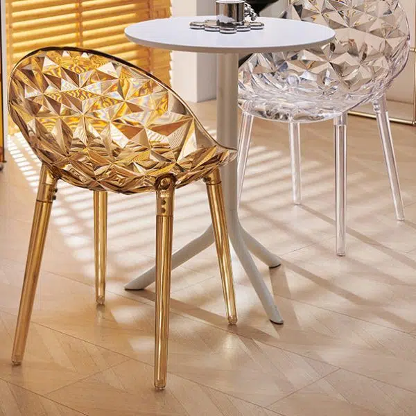 Contemporary Nordic Round Diamond Shape PC Dining Chair Backrest For Dining Room - Image 3