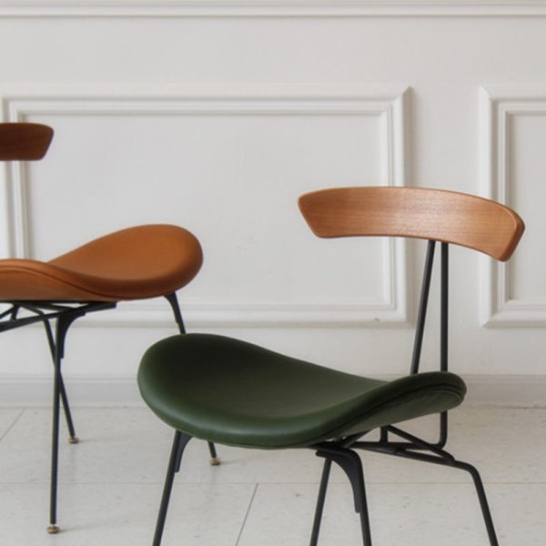 Contemporary Industrial Ant Arch Wood Rebar Leather Fabric Sponge Dining Chair Backrest For Dining Room - Image 12