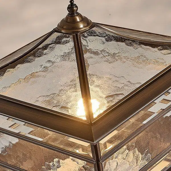 European Outdoor Brass Glass Square 1/2 Light Waterproof Pillar Landscape Light - Image 14