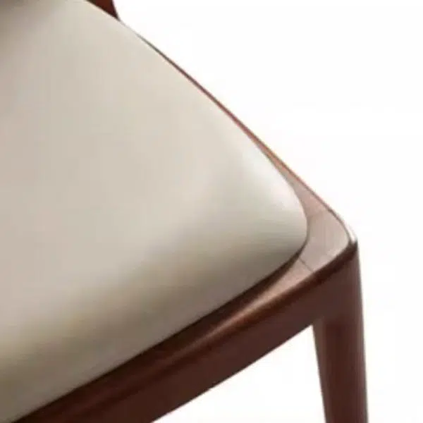 Contemporary Retro Square Microfiber Leather Upholstered Wood Dining Chair Rattan Backrest For Dining Room - Image 7