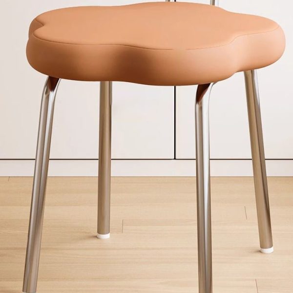 Contemporary Nordic Flower Shape Leather Metal Swivel Dining Chair Backrest For Living Room - Image 6