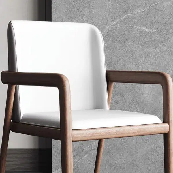 Traditional Chinese Square Ash Wood High Resilience Sponge PU Leather Dining Chair Backrest Armrest For Dining Room - Image 5
